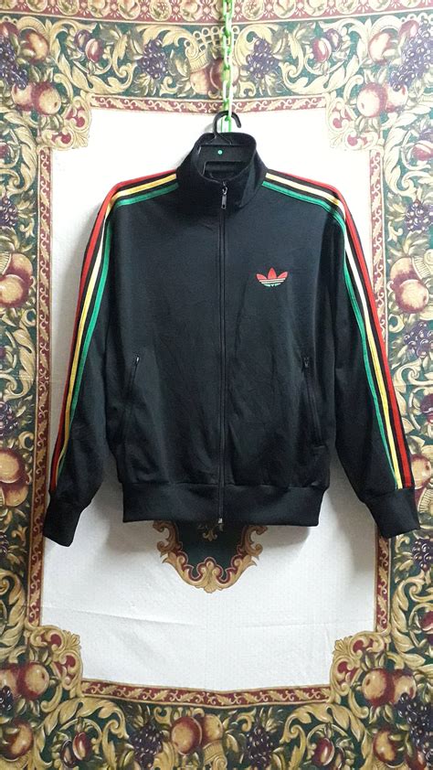 schwarze rot-gelb-grün adidas firebird rasta jacke|Adidas firebird track shirt.